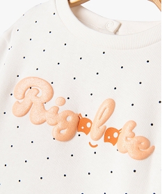 sweat molletonne bebe fille avec motifs et message argenteG515701_2