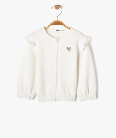 GEMO Sweat zippé avec volants sur les épaules bébé fille Beige