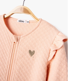 sweat zippe avec volants sur les epaules bebe fille roseG516301_2