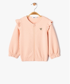 sweat zippe avec volants sur les epaules bebe fille roseG516301_4