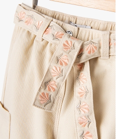 pantalon jogger en toile de coton avec ceinture bebe fille blanc chine pantalonsG517001_2