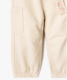 pantalon jogger en toile de coton avec ceinture bebe fille blanc chine pantalonsG517001_3