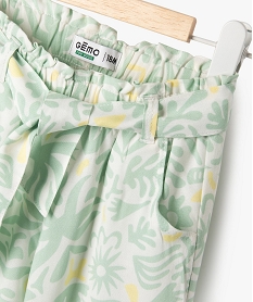 pantalon imprime en viscose avec taille elastique bebe fille vert pantalonsG517101_2