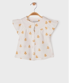GEMO Blouse manches courtes en gaze de coton bébé fille - LuluCastagnette Blanc