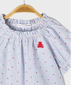 blouse manches courtes a rayures et pois bebe fille - lulucastagnette imprimeG518201_3