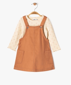 GEMO Ensemble 2 pièces robe + tee-shirt manches longues bébé fille marron standard