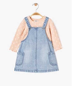 GEMO Ensemble 2 pièces robe + tee-shirt manches longues bébé fille Bleu