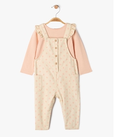GEMO Ensemble 2 pièces salopette + tee-shirt manches longues bébé fille blanc chine