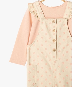 ensemble 2 pieces salopette tee-shirt manches longues bebe fille blanc chineG518901_2