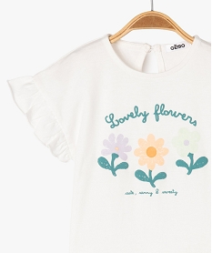 ensemble 2 pieces pantalon et tee-shirt manches courtes bebe fille blancG519001_2