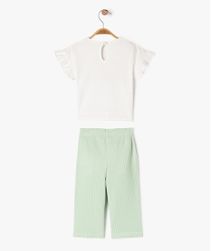ensemble 2 pieces pantalon et tee-shirt manches courtes bebe fille blancG519001_3