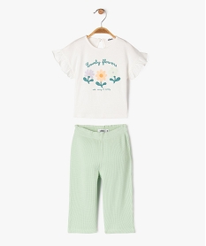 ensemble 2 pieces pantalon et tee-shirt manches courtes bebe fille blancG519001_4