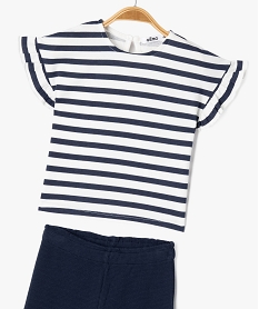 ensemble 2 pieces pantalon et tee-shirt manches courtes bebe fille bleuG519101_2