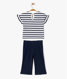 ensemble 2 pieces pantalon et tee-shirt manches courtes bebe fille bleuG519101_3