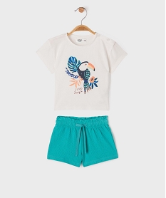 pyjashort 2 pieces motif oiseau exotique bebe fille bleu standardG519501_4