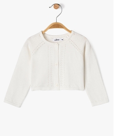 GEMO Gilet court avec détails ajourés bébé fille Blanc