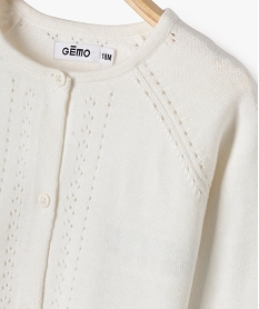 gilet court avec details ajoures bebe fille blancG521101_2