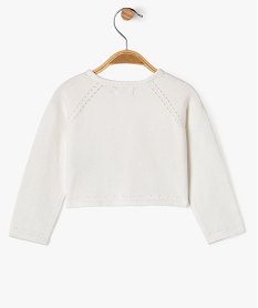 gilet court avec details ajoures bebe fille blancG521101_3