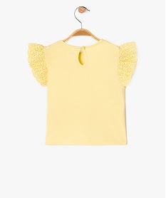 tee-shirt manches courtes volantees en broderie bebe fille jaune standardG521601_3