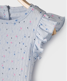 tee-shirt manches courtes en maille fantaisie avec volants bebe fille bleu standardG521801_2