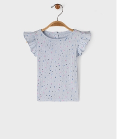 tee-shirt manches courtes en maille fantaisie avec volants bebe fille bleu standardG521801_4
