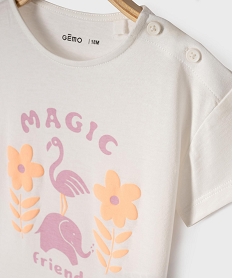 tee-shirt manches courtes en coton imprime fantaisie bebe fille blancG522201_2