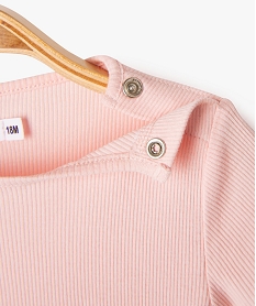 tee-shirt a manches courtes en maille cotelee bebe fille rose bonbonG522401_2