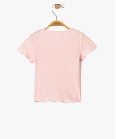 tee-shirt a manches courtes en maille cotelee bebe fille rose bonbonG522401_3
