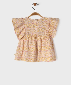 tee-shirt manches courtes imprime a volants bebe fille - lulucastagnette jauneG522701_3