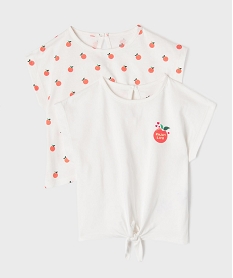tee-shirt manches courtes avec bas noue bebe fille (lot de 2) blancG523001_4