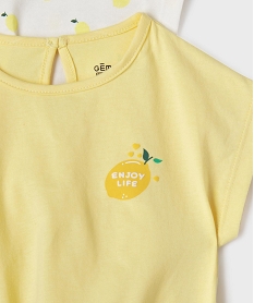 tee-shirt manches courtes avec bas noue bebe fille (lot de 2) jaune vifG523101_2