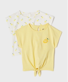 tee-shirt manches courtes avec bas noue bebe fille (lot de 2) jaune vifG523101_4