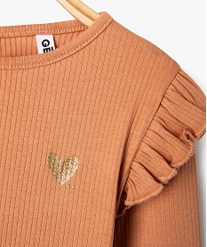 tee-shirt manches longues avec volants sur les epaules bebe fille brunG523701_2