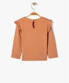 tee-shirt manches longues avec volants sur les epaules bebe fille brunG523701_3