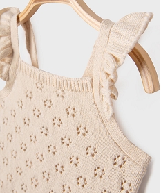 debardeur en maille ajouree et bretelle a volants bebe fille beige standardG524101_2