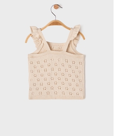 debardeur en maille ajouree et bretelle a volants bebe fille beige standardG524101_3