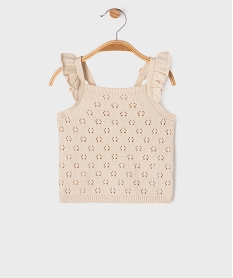 debardeur en maille ajouree et bretelle a volants bebe fille beige standardG524101_4