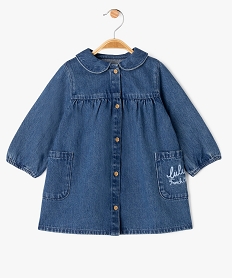 GEMO Robe en jean à manches longues et col Claudine bébé fille - LuluCastagnette bleu vif