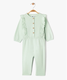 combinaison pantalon en maille avec volants brodes bebe fille vertG525101_4