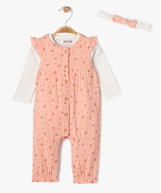 GEMO Ensemble 3 pièces salopette et body bébé fille - LuluCastagnette rose standard
