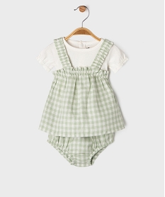 GEMO Ensemble 3 pièces bébé fille body blouse et culotte vert standard