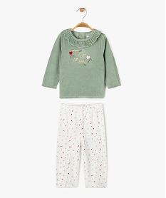 pyjama en velours 2 pieces imprime cœurs bebe fille vert pyjamas 2 piecesG526501_4