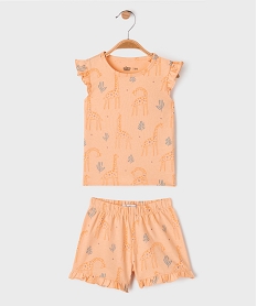 pyjashort 2 pieces a motifs girafes bebe fille orange vifG528501_4