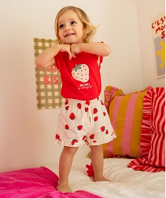 pyjashort 2 pieces a motifs fraises bebe fille rougeG528601_2