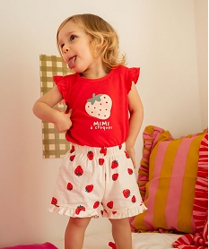 pyjashort 2 pieces a motifs fraises bebe fille rougeG528601_3