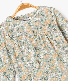 pyjama en velours a motifs fleuris ouvert devant bebe fille vert standard pyjamas veloursG528801_2