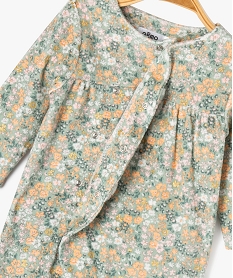 pyjama en velours a motifs fleuris ouvert devant bebe fille vert standard pyjamas veloursG528801_3
