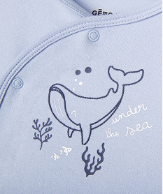 pyjama en coton ouverture devant motif baleine bebe bleu standardG529901_2
