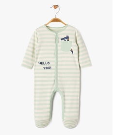 GEMO Pyjama en coton ouvert devant à rayures bébé garçon Vert