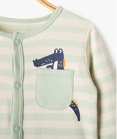 pyjama en coton ouvert devant a rayures bebe garcon vertG530001_2